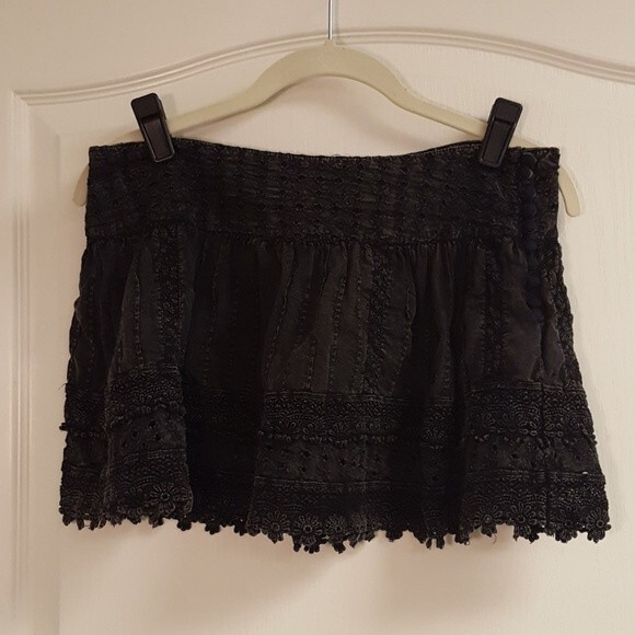 Free People Black Wash Worn Boho Skirt - Picture 1 of 4